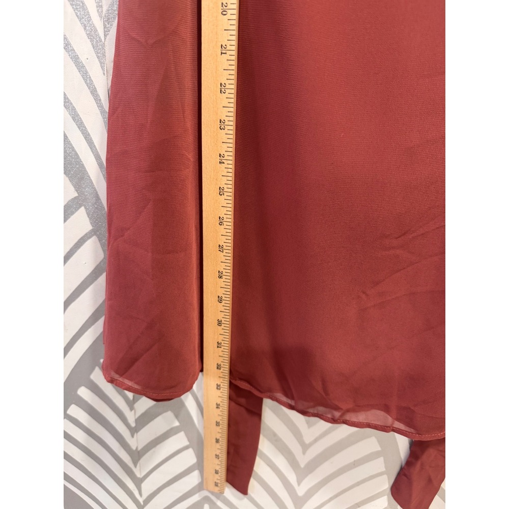 Princess Polly I Guess So Ruffle Mini Dress Flutter Sleeve V-Neck Terracotta 10 - Picture 5 of 8